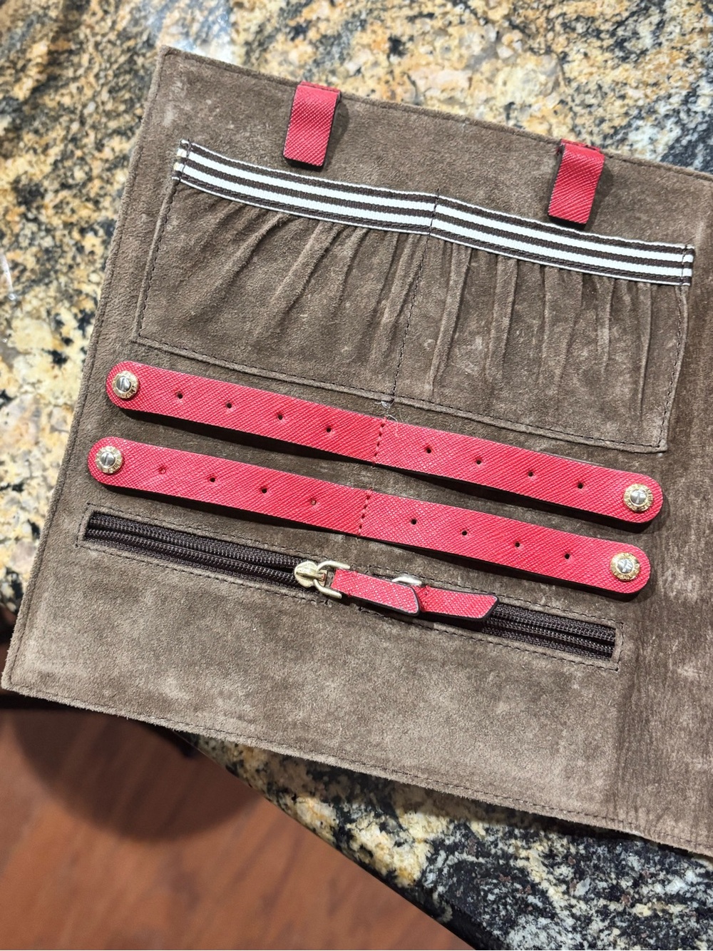Red Henri Bendel jewelry Leather Organizer with Gold Turn-Lock - Picture 2 of 5